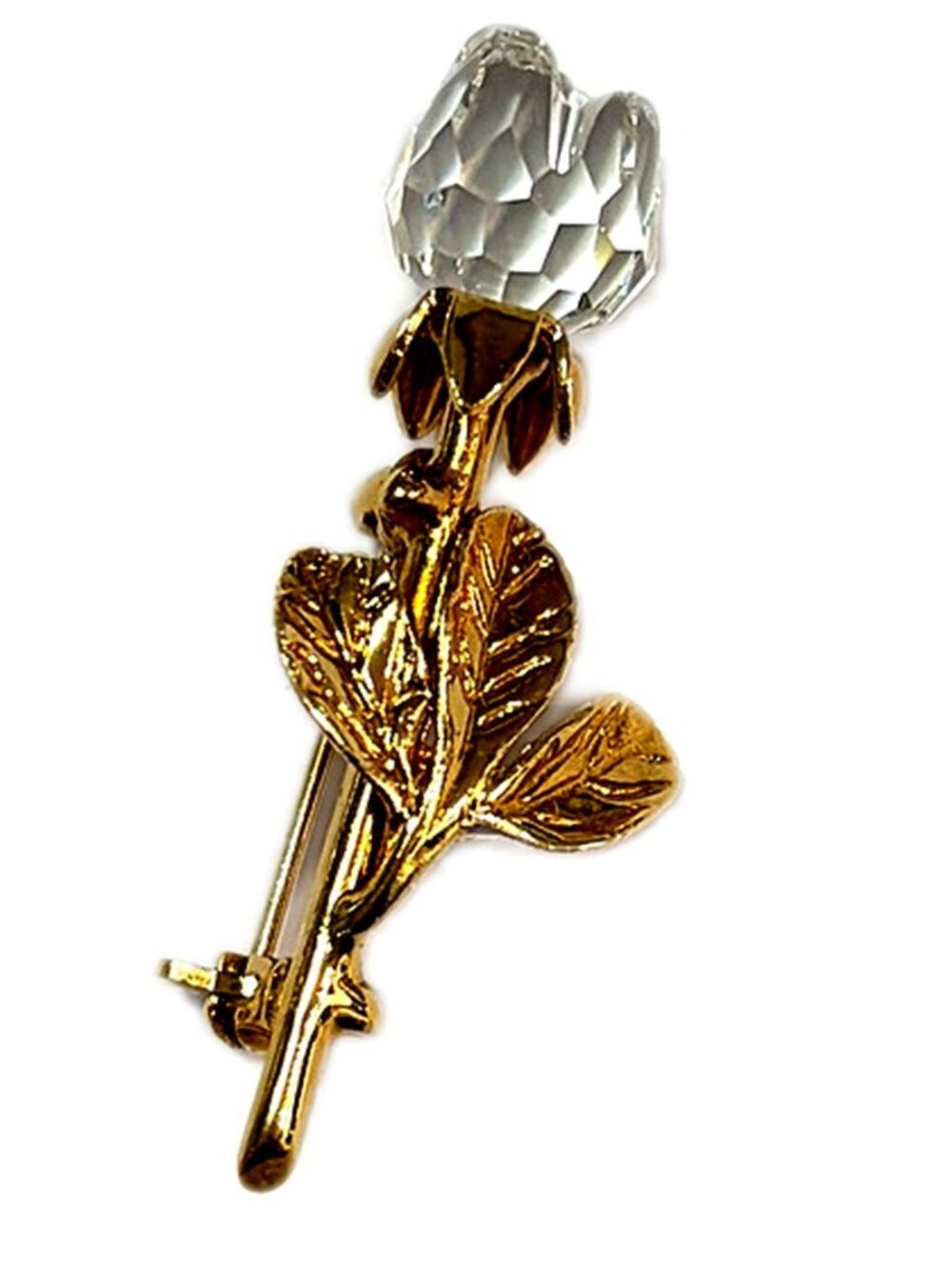 Swarovski Crystal Memories Mini Rose Brooch Pin 1.75" - Austria Gold Plated